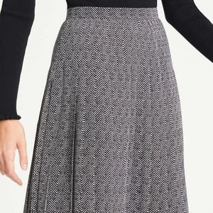 Ann Taylor Pleated Herringbone Skirt